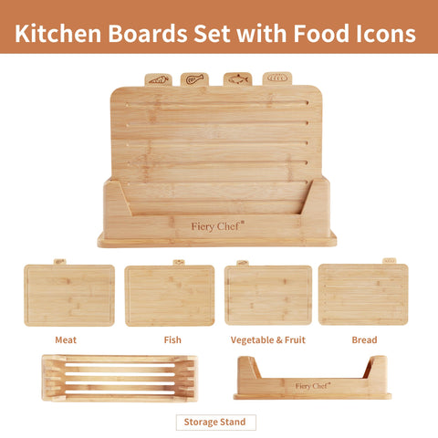 Fiery Chef holder stores boards upright to save counter space.