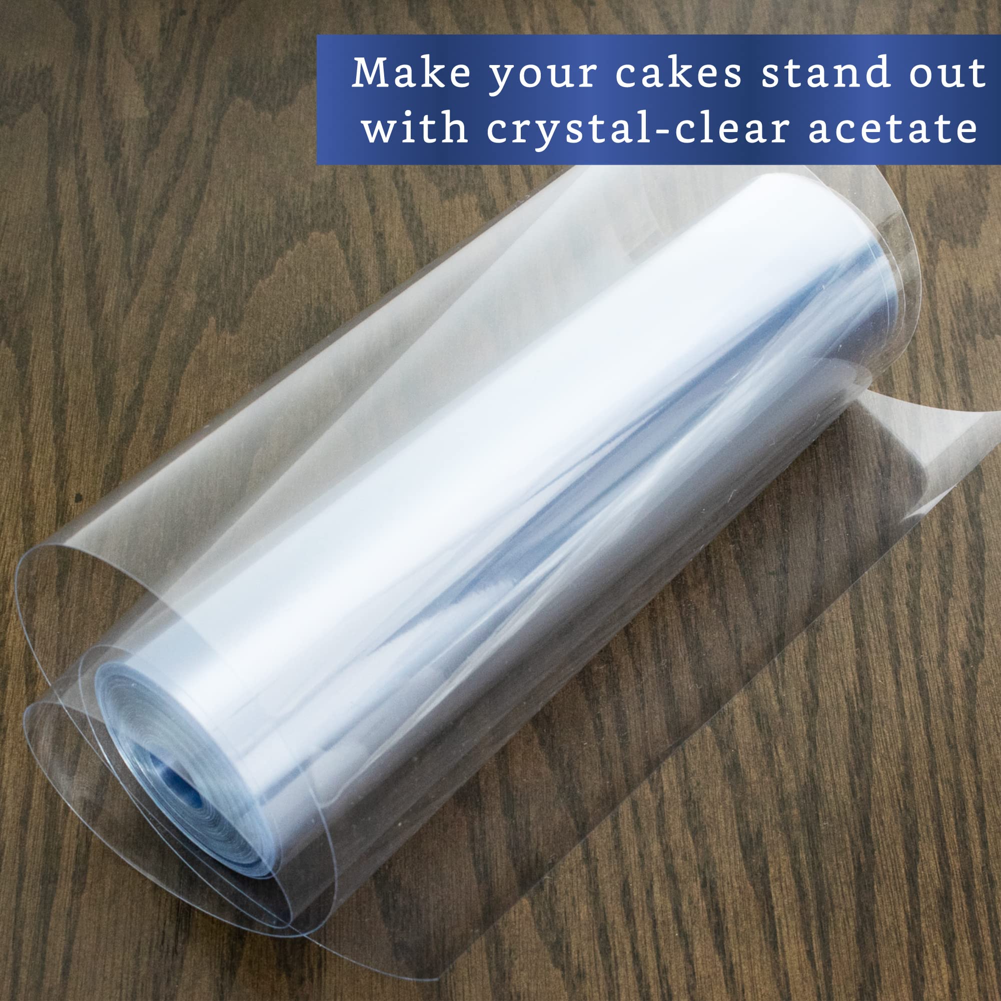Food-grade acetate sheets ensure safe use while crafting tall or milk-bar style cakes.