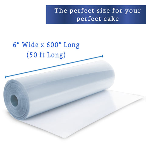Fiesta Wraps clear acetate roll aids flawless cake wrapping with smooth surface and professional finish.