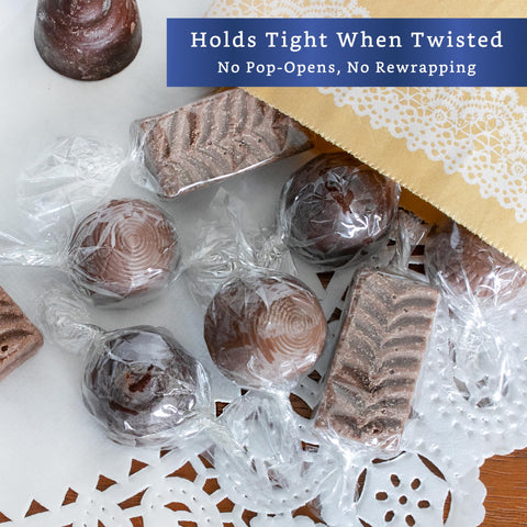 Fiesta Wraps wedding favor wrap setup with elegant, transparent candy wrappers.