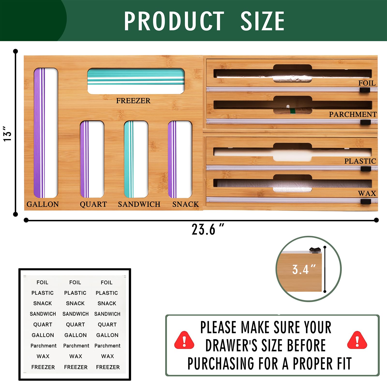 FifanQiQi bamboo drawer organizer showcases natural texture and sturdy dividers