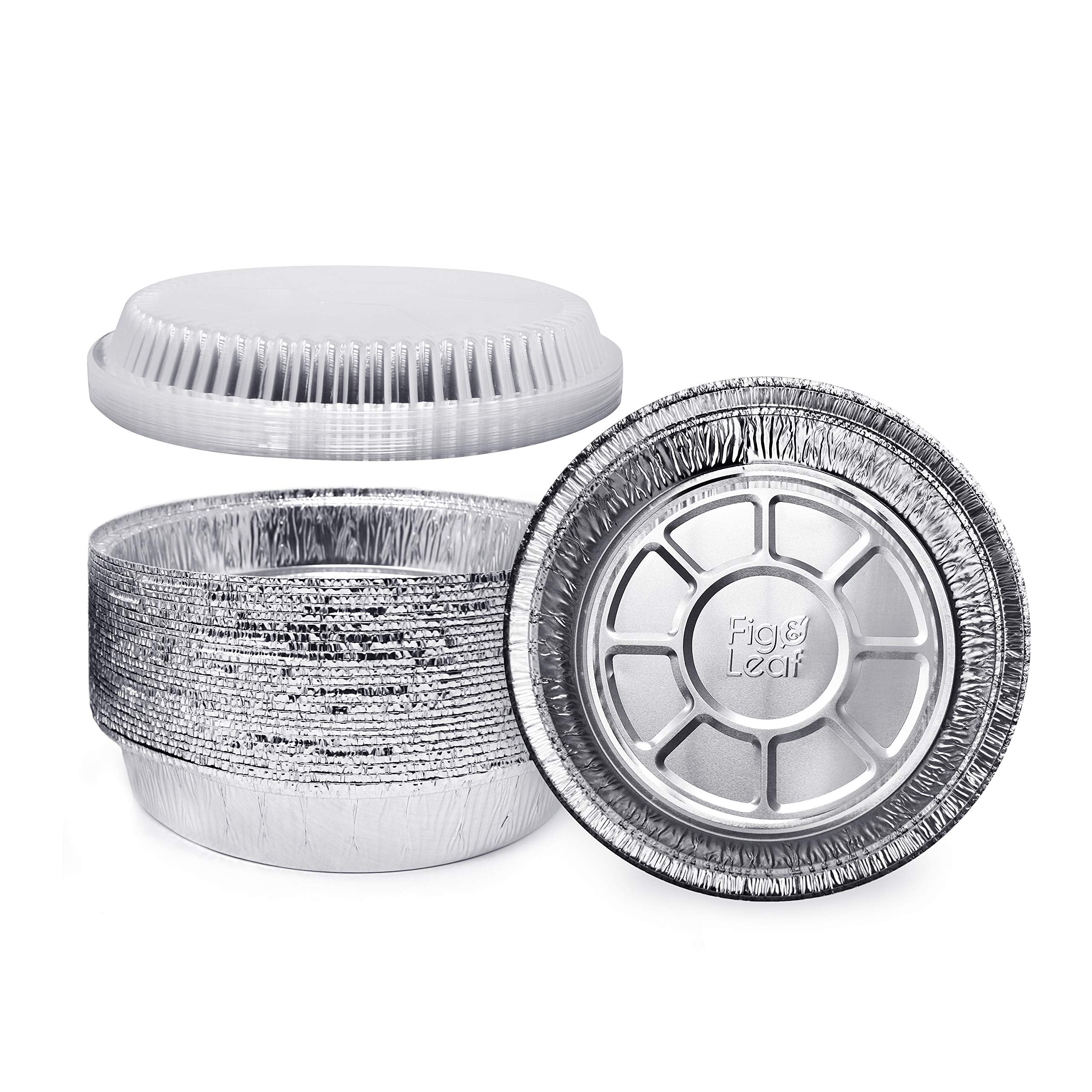 Fig & Leaf 7-inch round foil pans with lids for versatile roasting.