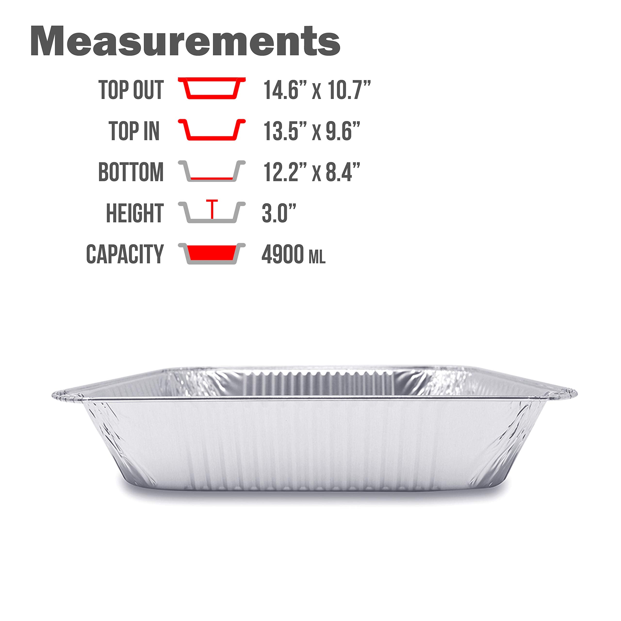 Fig & Leaf foil pan stacks, space-saving design for quick prep.