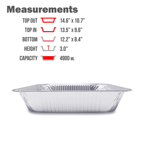 Fig & Leaf foil pan stacks, space-saving design for quick prep.