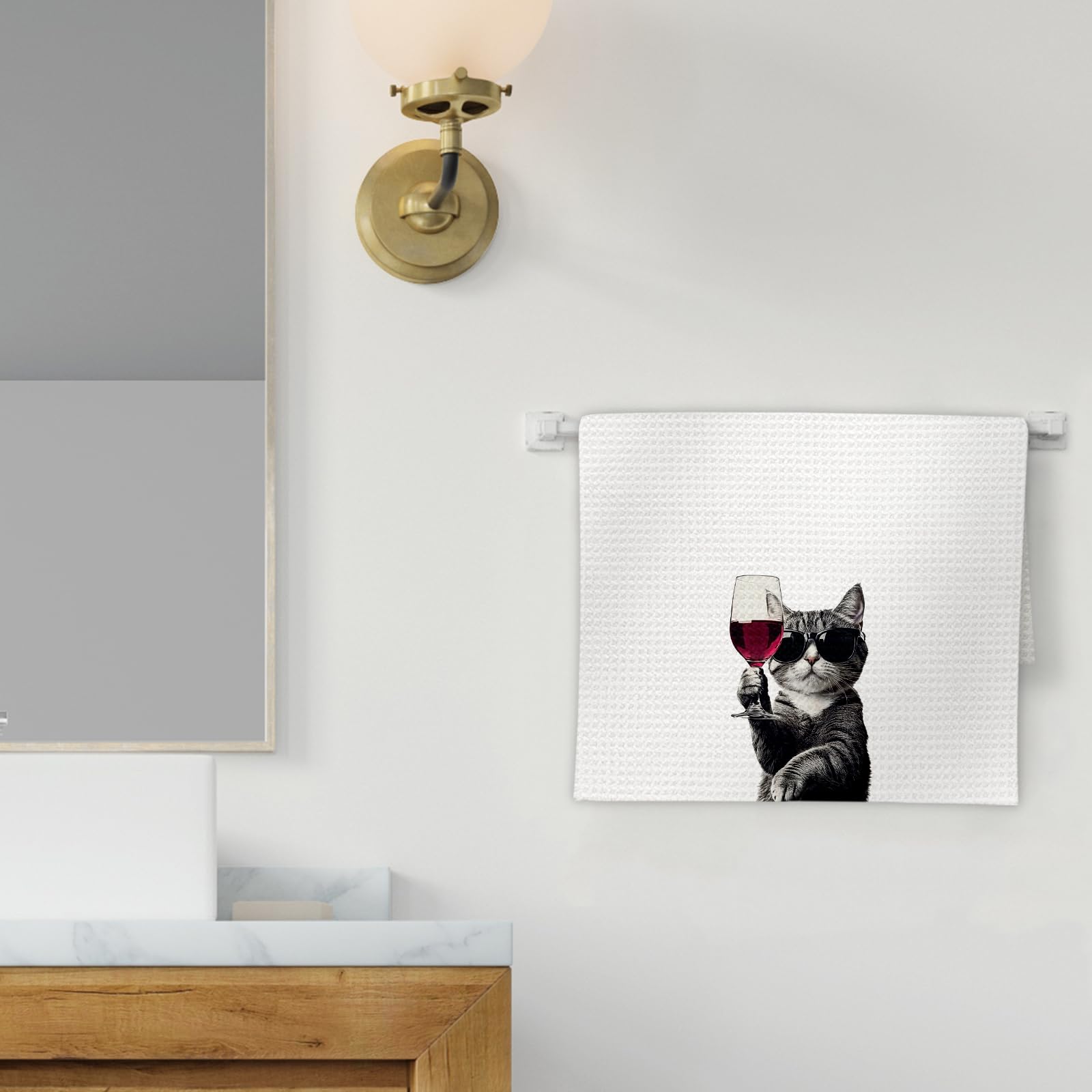 FIicy Cat Kitchen Towel shows 24x16 inch size for daily use