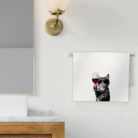FIicy Cat Kitchen Towel shows 24x16 inch size for daily use