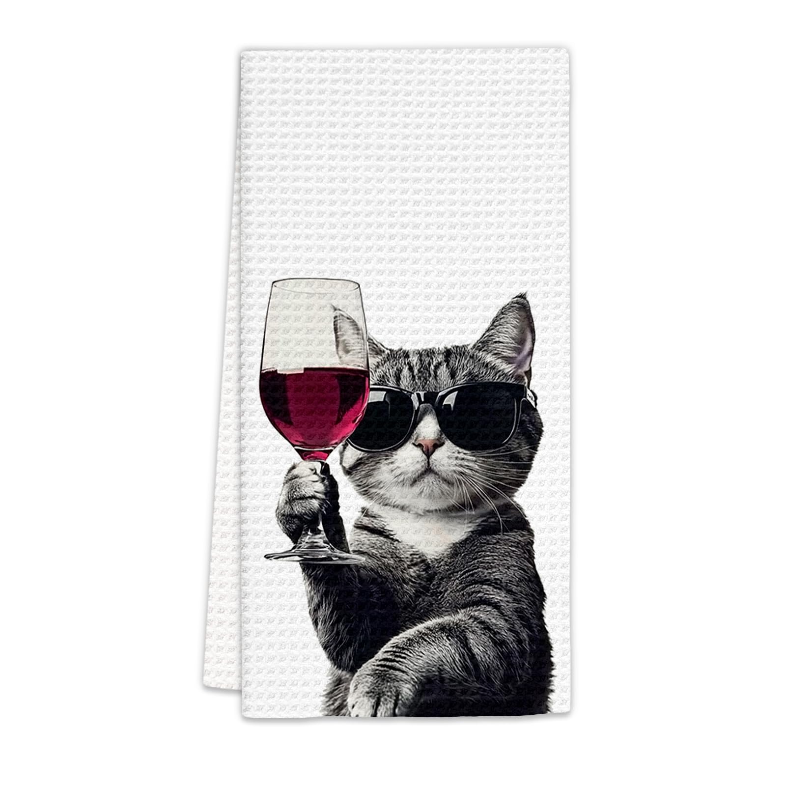 FIicy Cat Kitchen Towel with playful pattern adds decorative charm to kitchens