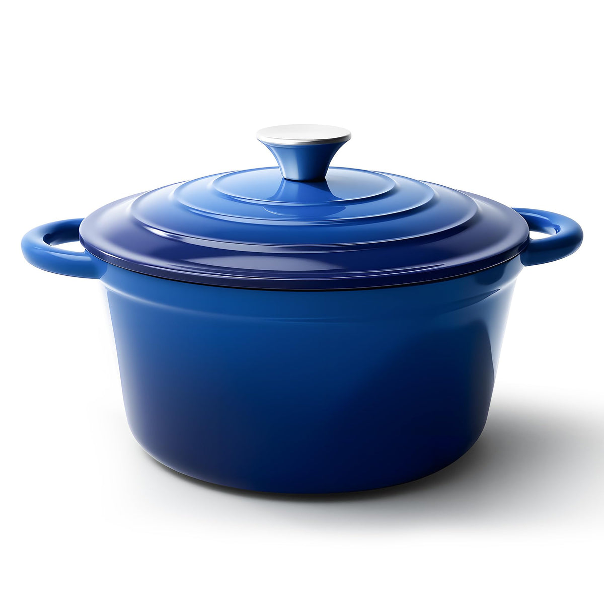 Fijinhom 6-quart Dutch oven with lid in blue enamel for even cooking