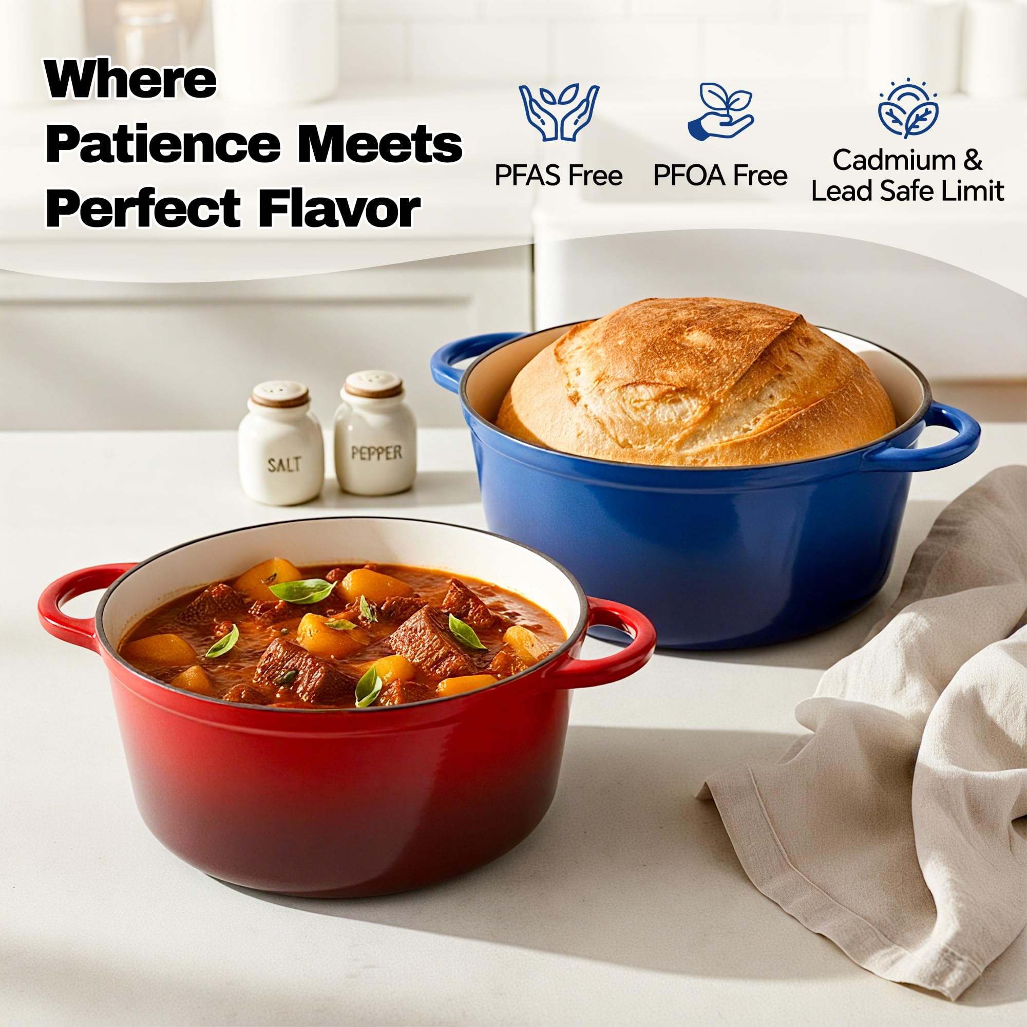 Inside enamel surface of the Fijinhom oven eases cleaning and resists sticking