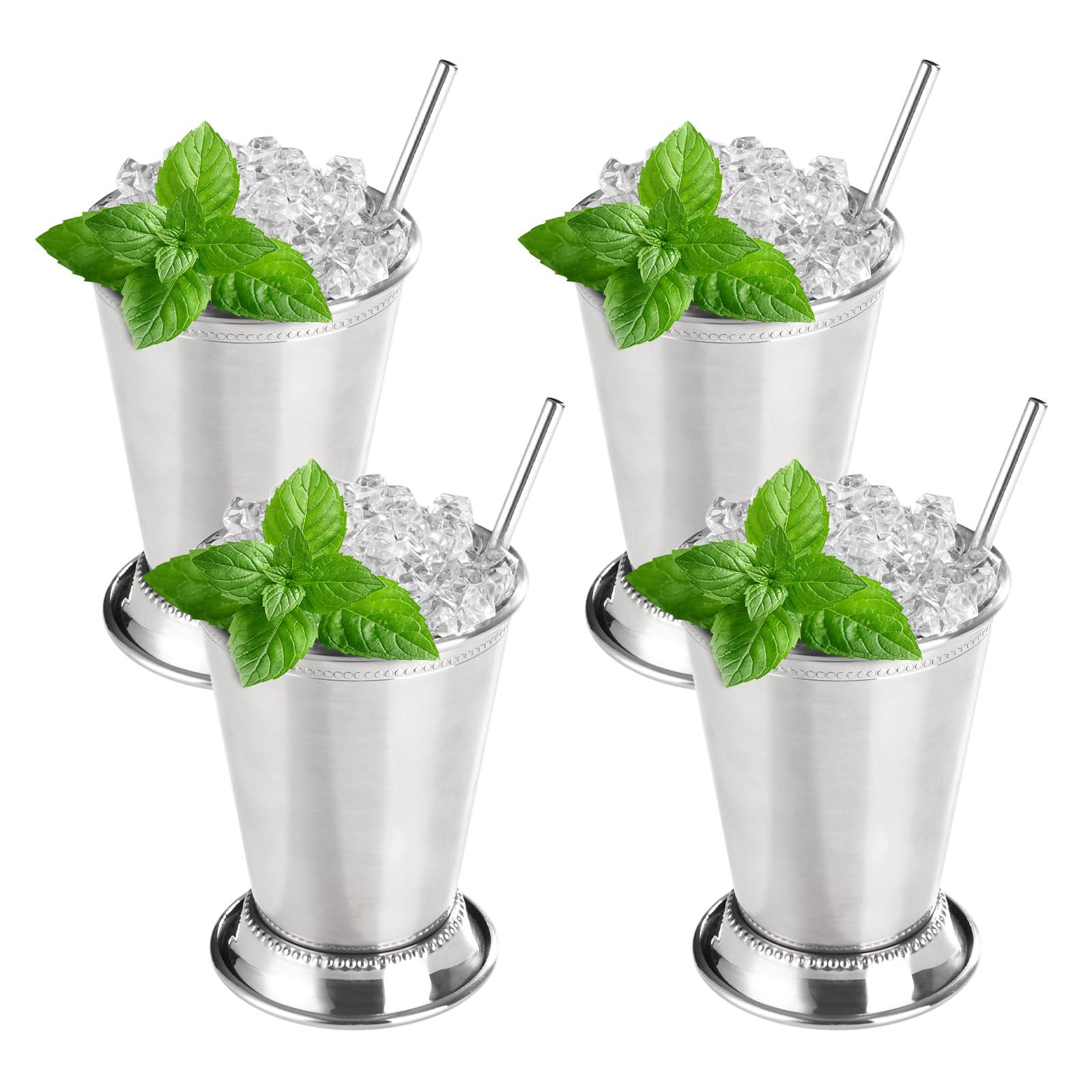 Fijinhom mint julep cups with beaded rim, set of 4 for elegant cocktails