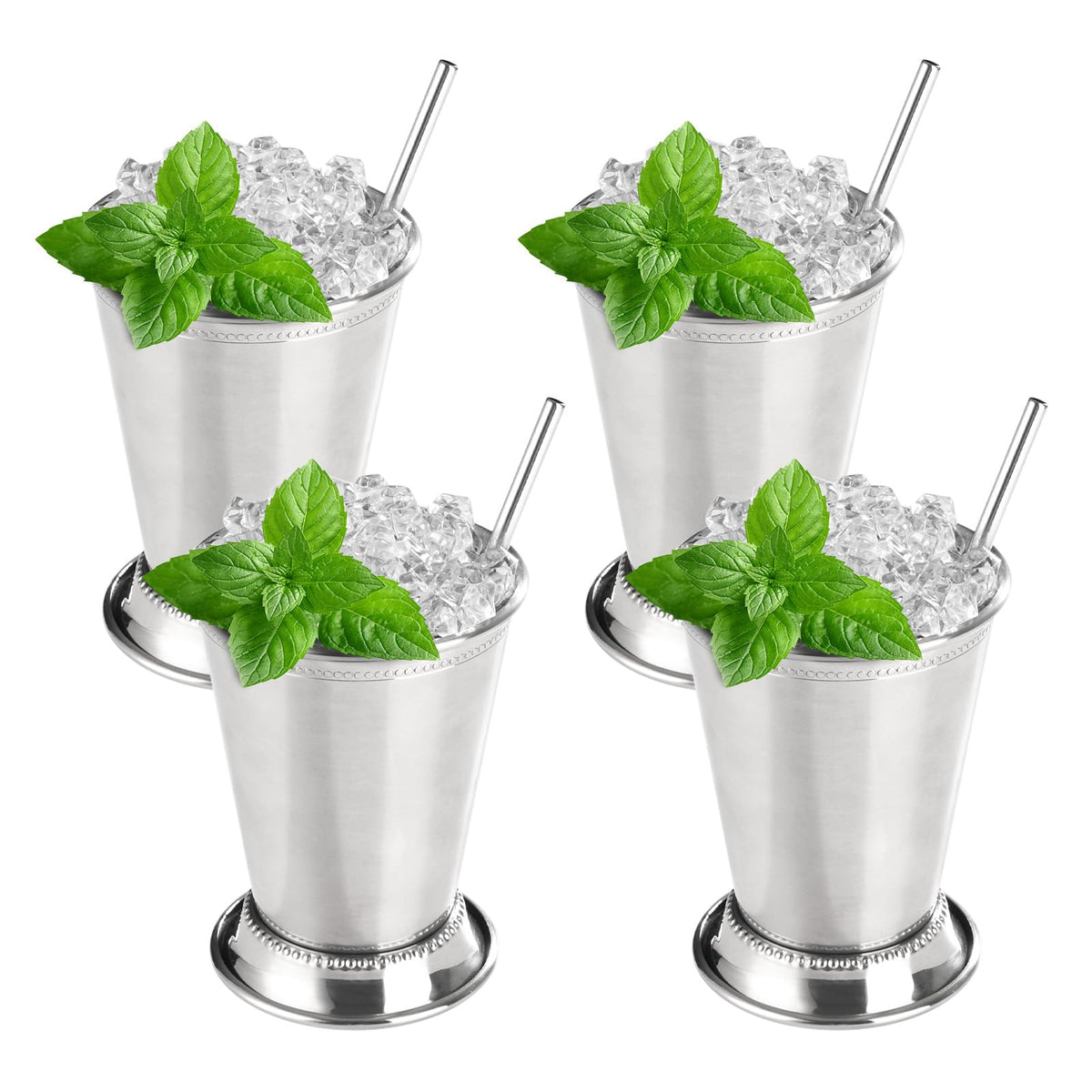 Fijinhom mint julep cups with beaded rim, set of 4 for elegant cocktails