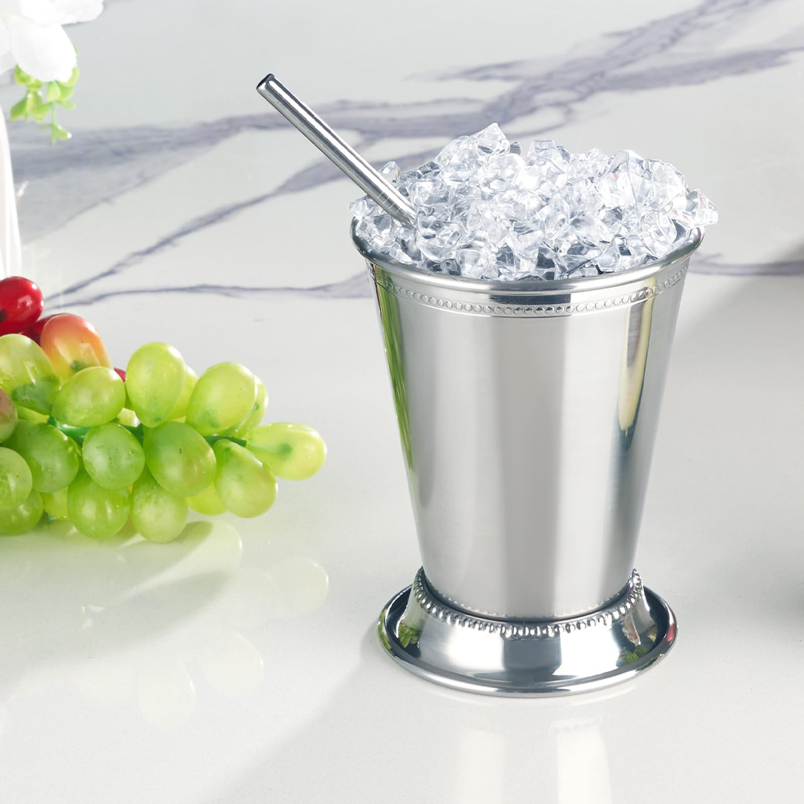Fijinhom mint julep cups used as wedding centerpieces and vases