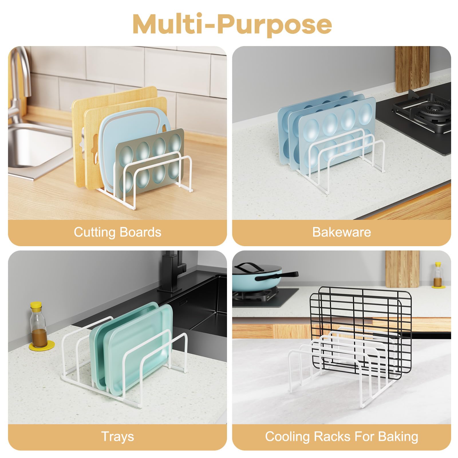 Fikoksol 5-slot cutting board storage layout, fits most boards.