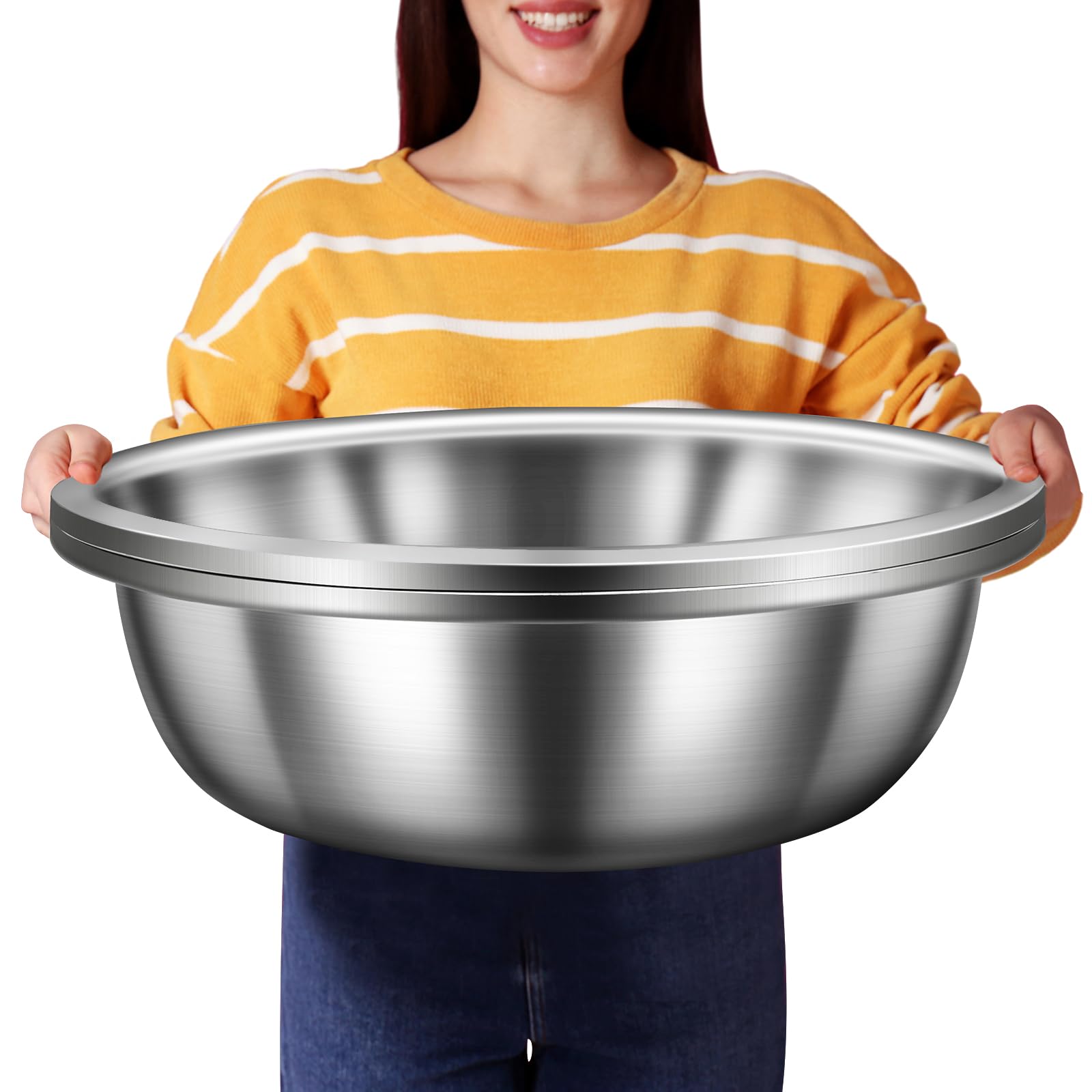 FillTouch 2-pack large stainless mixing bowls with generous capacity for batch prep.