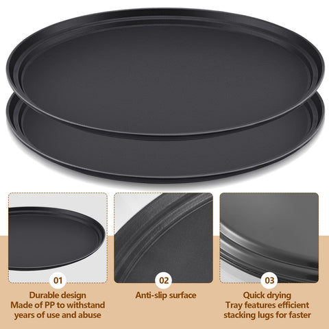 FillTouch black oval tray ideal for kitchens, dining rooms, cafeterias.