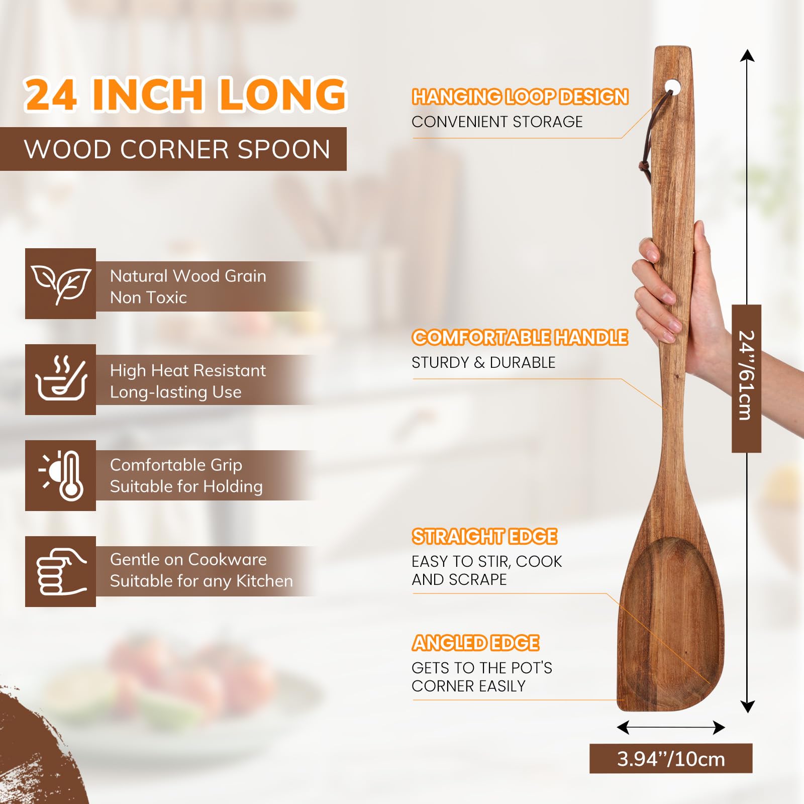 FillTouch corner spoon design reaching every pot corner for thorough scraping.