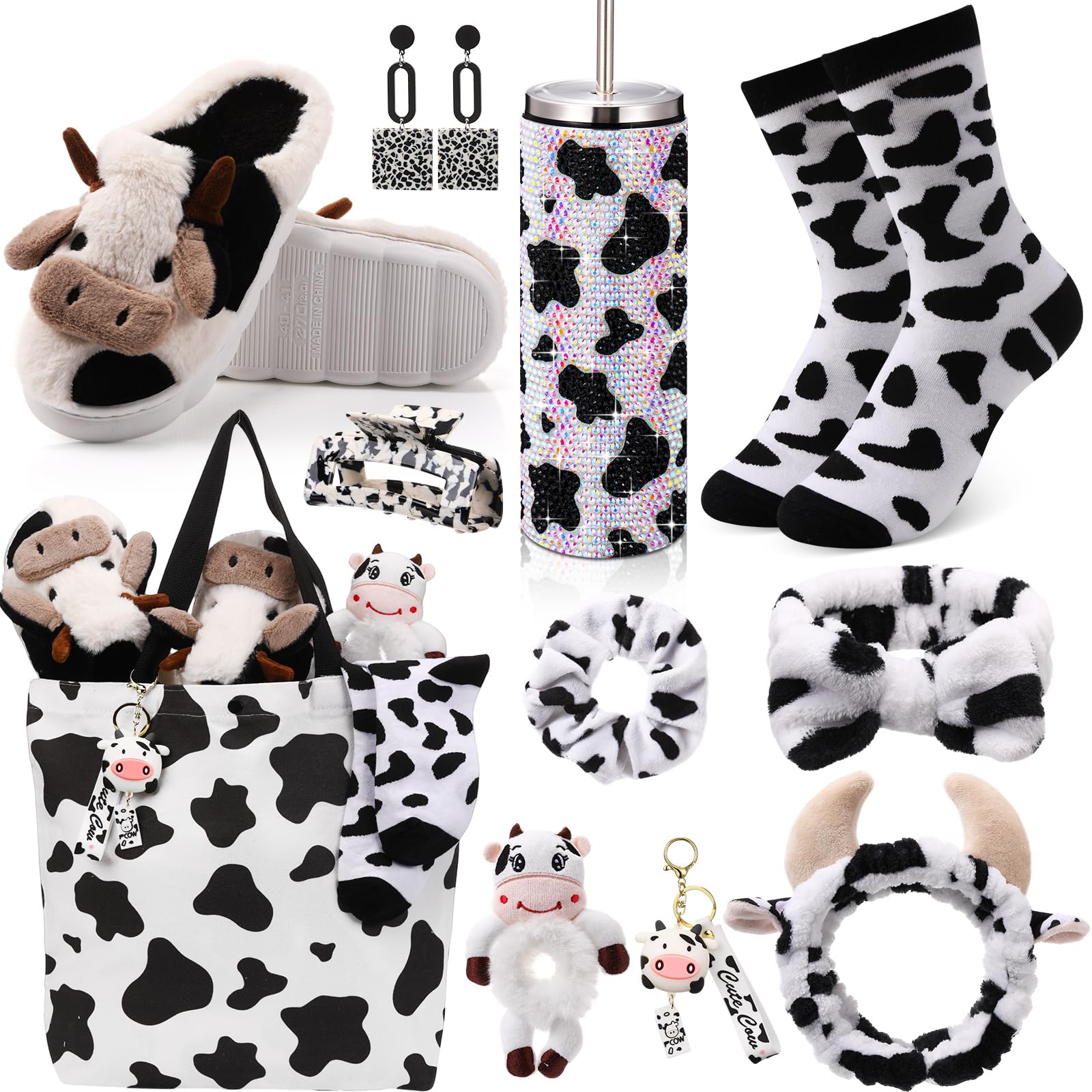 FillTouch cow gifts tote bag with cow print accessories, ideal for gifting.
