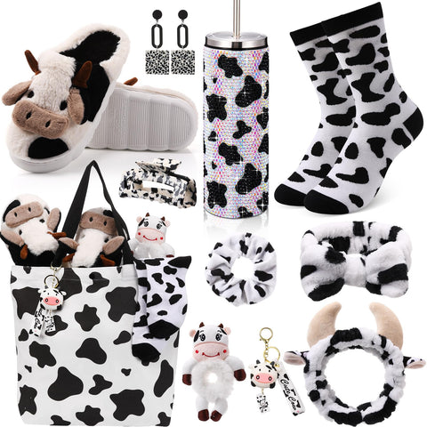 FillTouch cow gifts tote bag with cow print accessories, ideal for gifting.