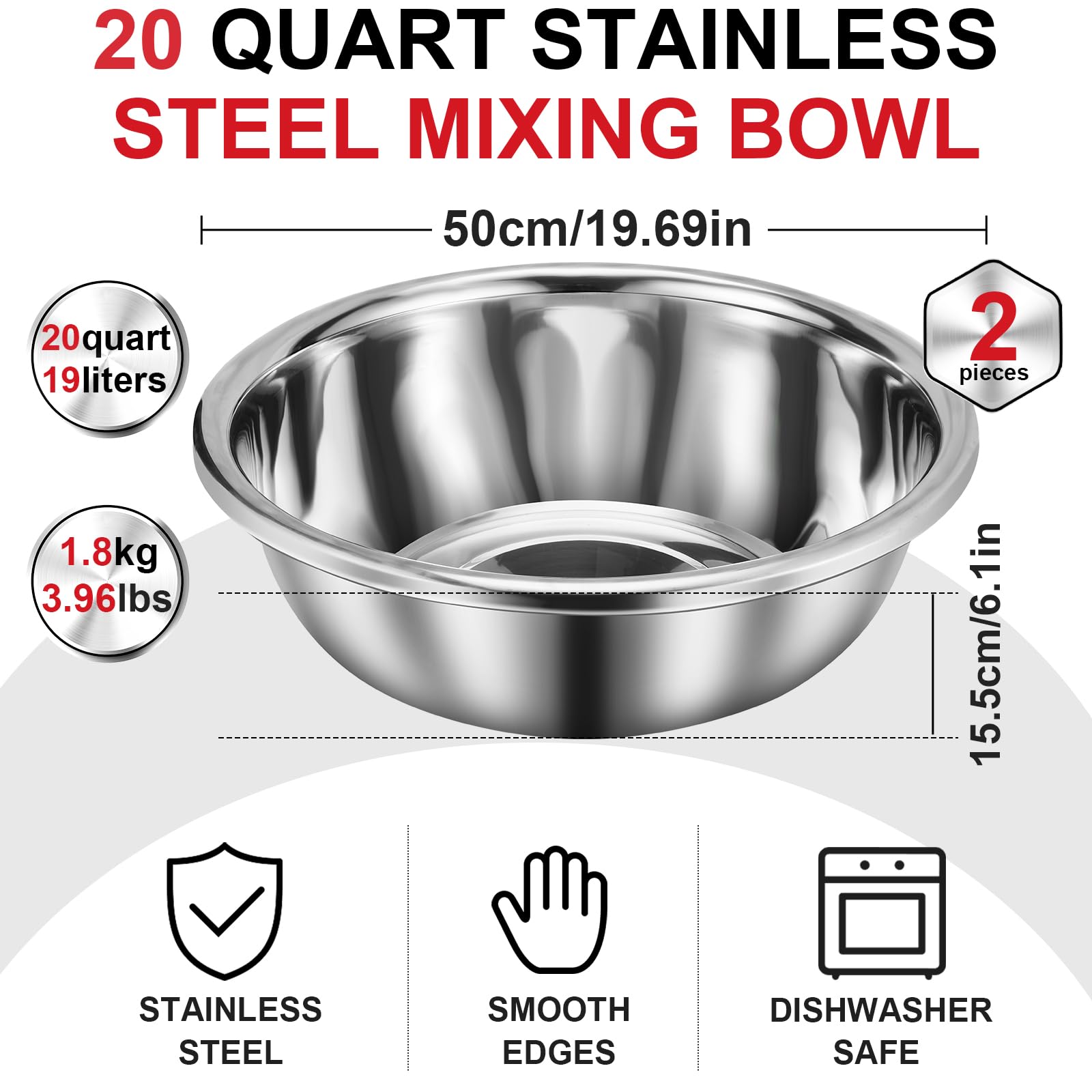 FillTouch oversized mixing bowl with wide rim for safe pouring and control.