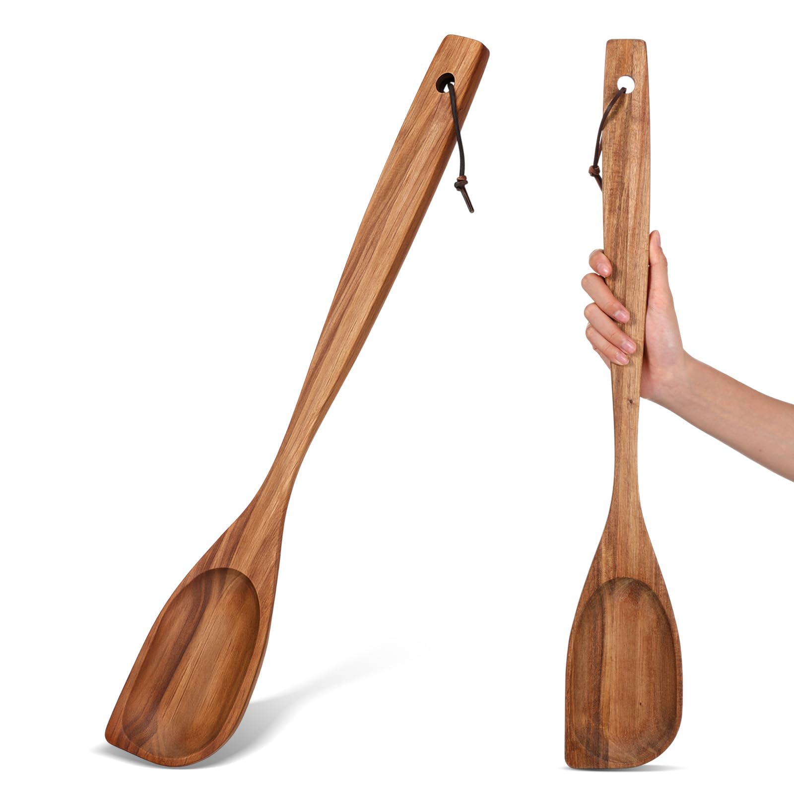 FillTouch rosewood spoon hanging in kitchen for easy access and tidy storage.