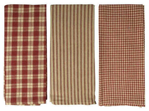 fillURbasket burgundy farmhouse towels 3-pack for rustic kitchen decor and everyday drying.