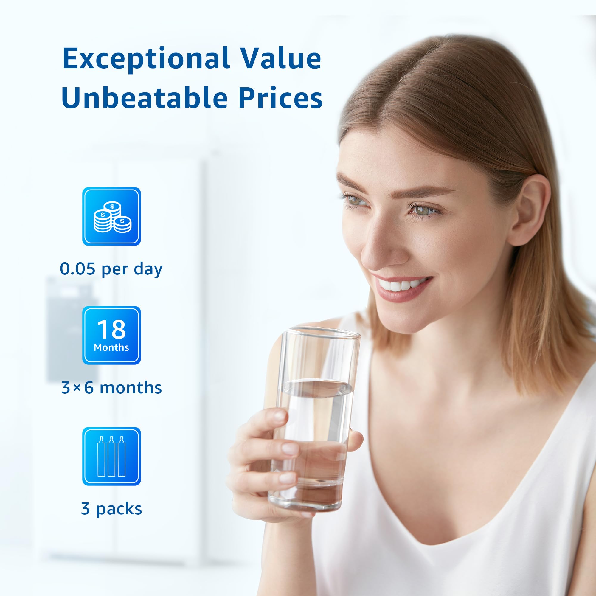 Filterlogic improves water taste for ice and drinks.