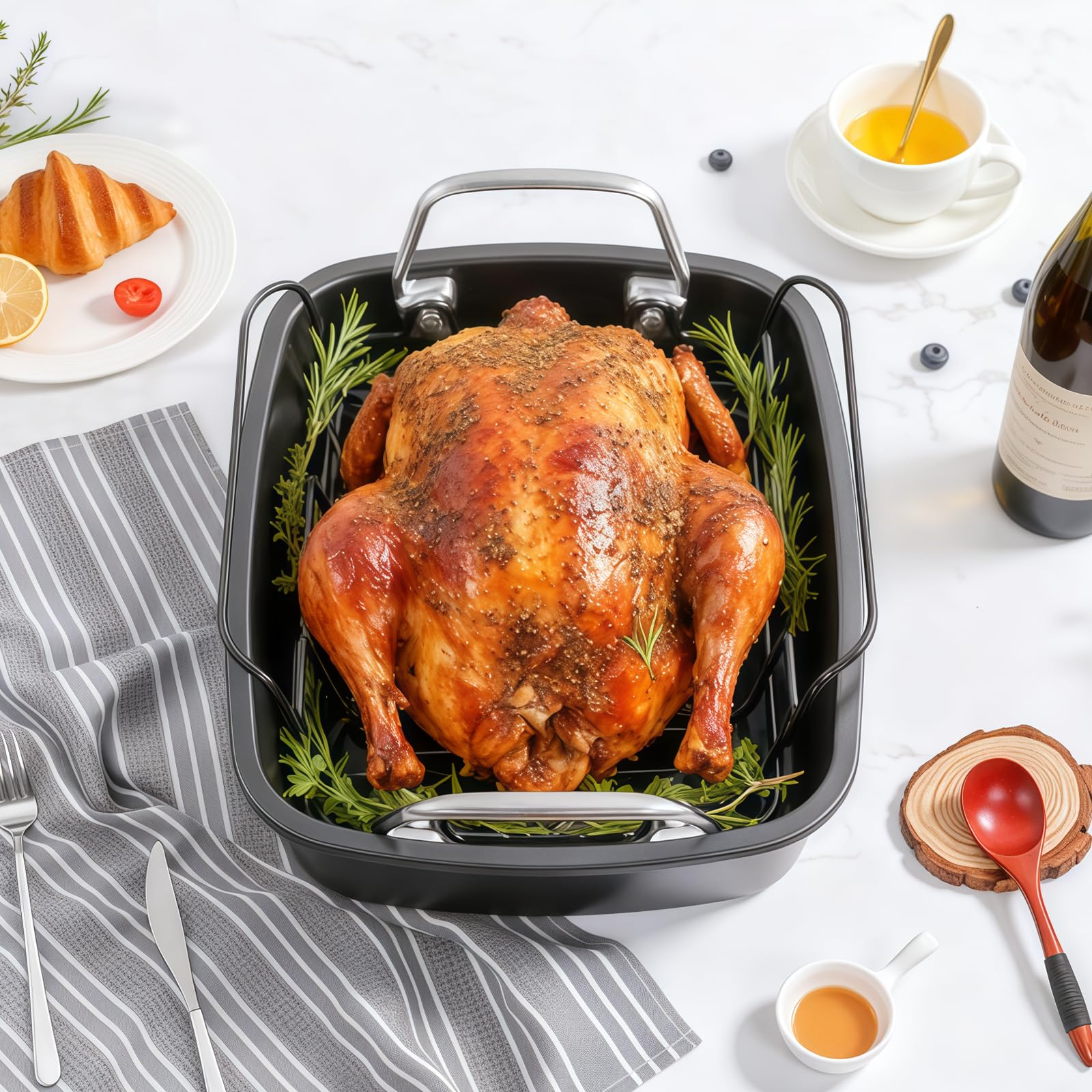 Fimary multi-use roasting pan for ribs, veggies, or fish