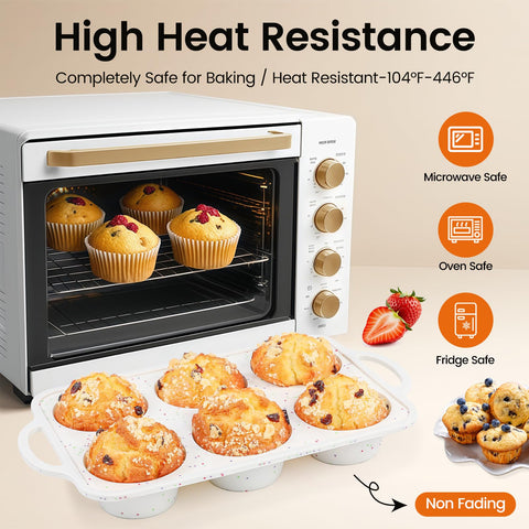 Fimary jumbo muffin pan 6-cup layout ideal for batch baking.
