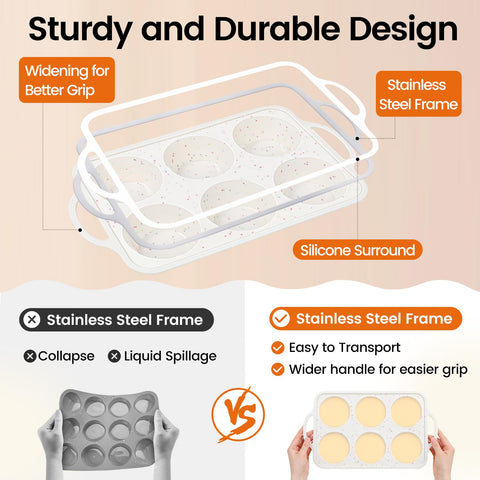Fimary jumbo muffin pan with non-stick surface releases muffins easily.
