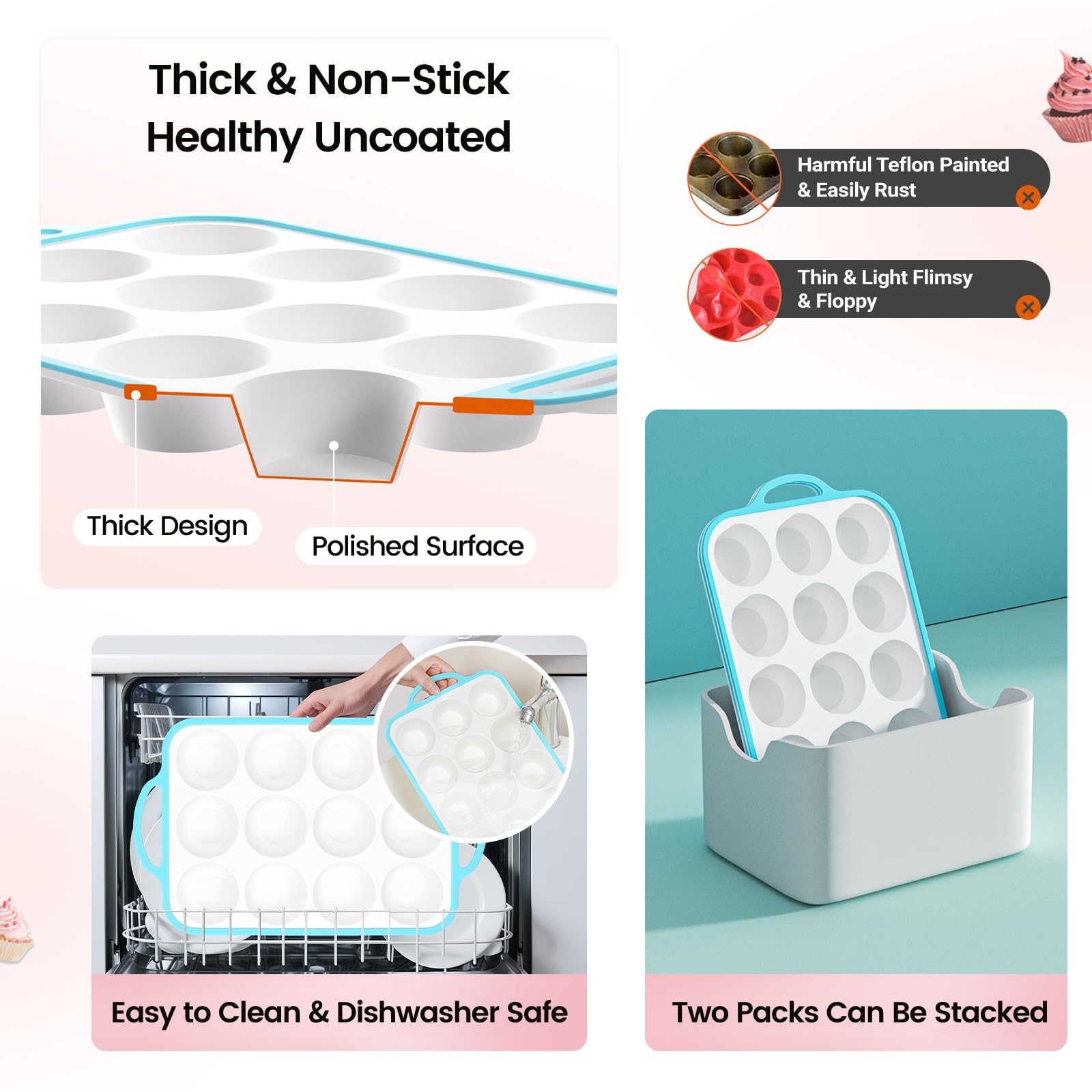 Fimary dishwasher-safe muffin pans simplify cleanup after baking