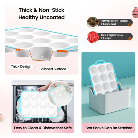 Fimary dishwasher-safe muffin pans simplify cleanup after baking