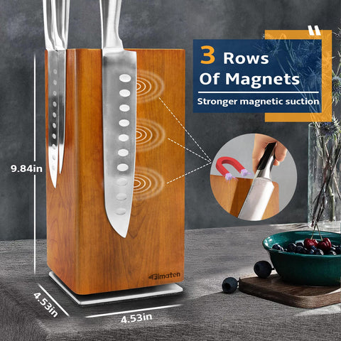 Fimaten four-sided magnet arrangement grips blades firmly for quick retrieval and safe storage.