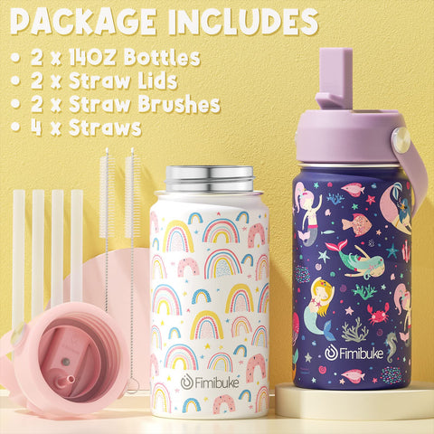 Fimibuke 14oz insulated bottle fits kids’ backpacks