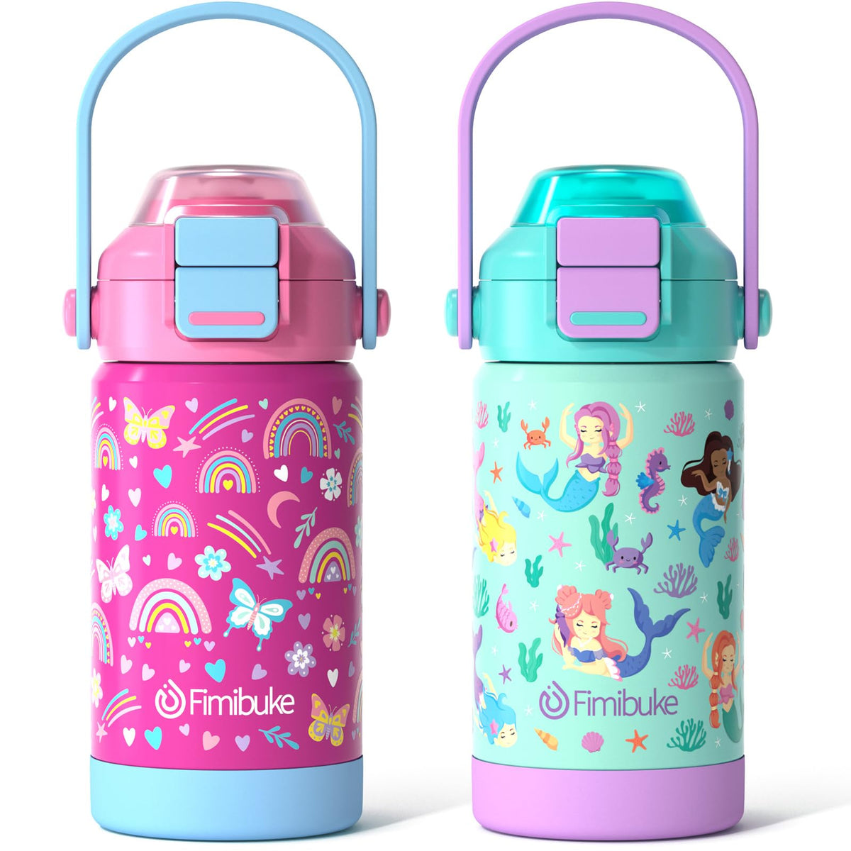 Fimibuke kids bottle with pop-open lid showcases easy access for on-the-go hydration.