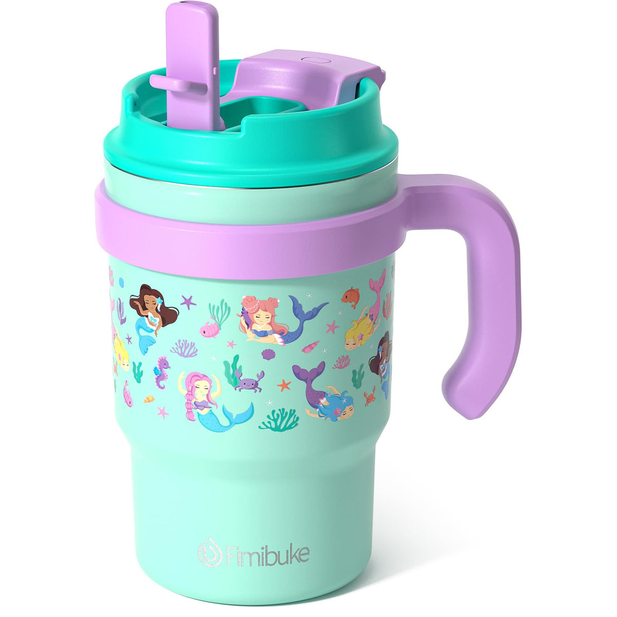 Fimibuke Kids insulated tumbler with handle for easy grip and on-the-go hydration.
