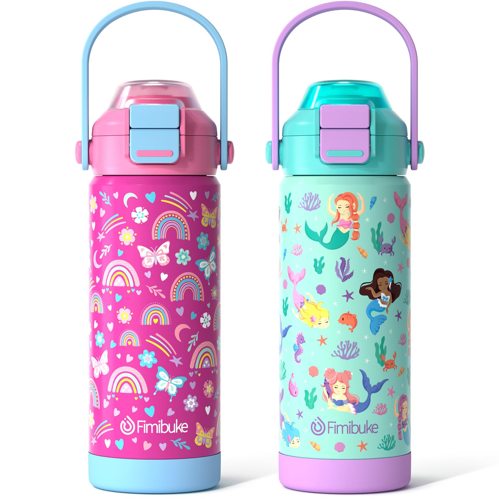 Fimibuke kids bottle with pop-open straw for easy sipping on the go.