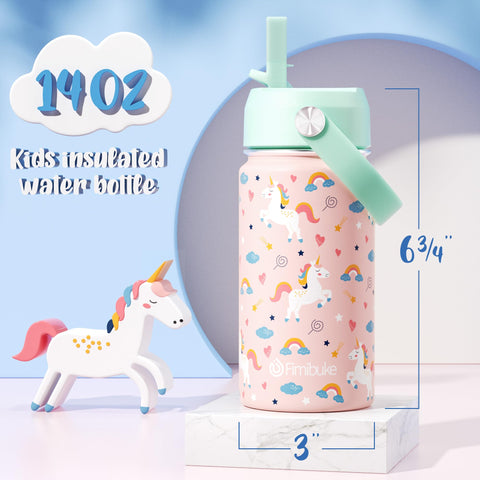 Fimibuke unicorn bottle lid shows leak-proof design for mess-free carry.