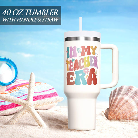 Fimibuke Teacher Era tumbler packaging, ready for gifting.
