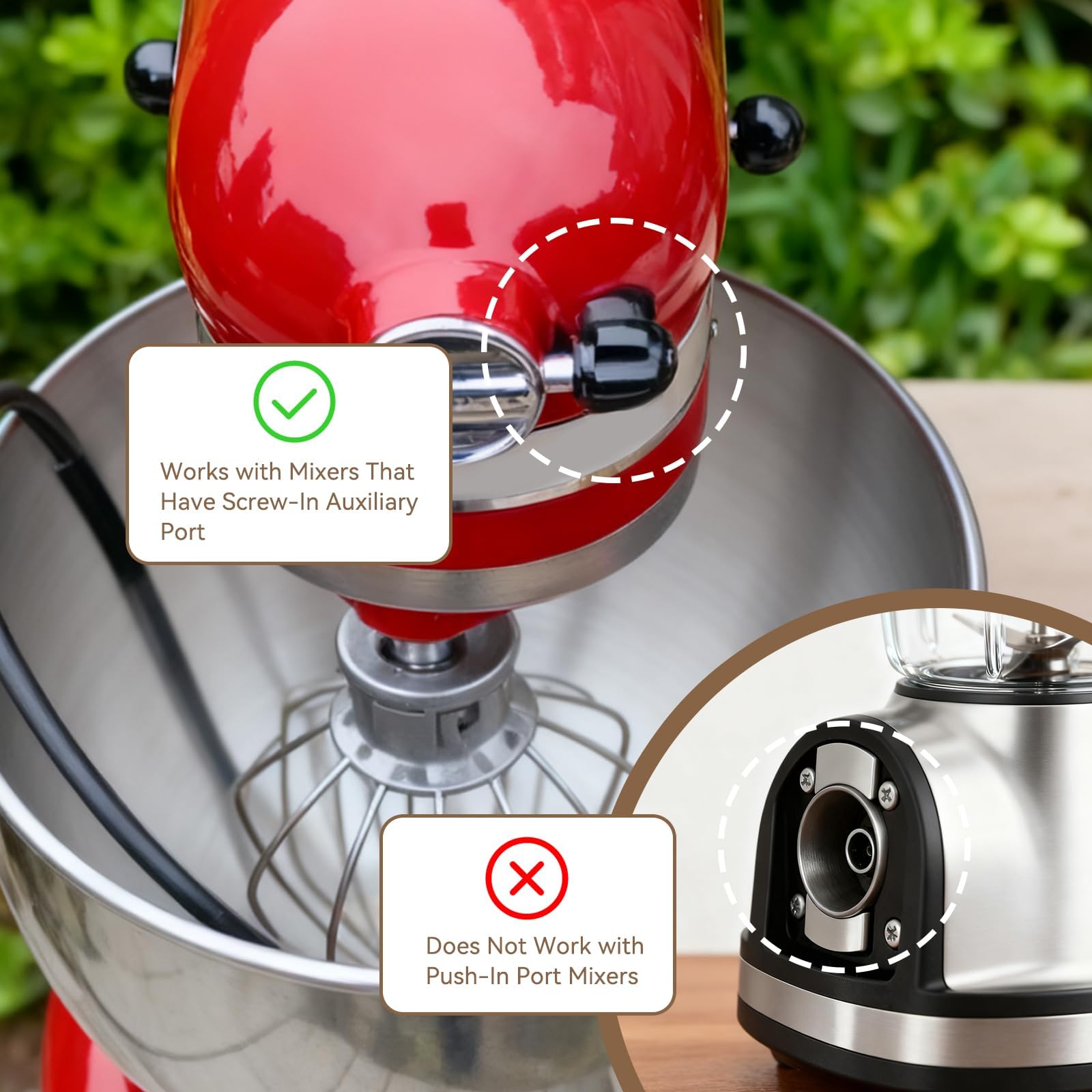 FIMXSD flour funnel is compact and lightweight for easy storage with attachments.