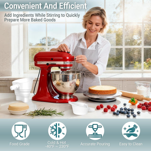 FIMXSD hands-free baking funnel feeds ingredients automatically into the bowl