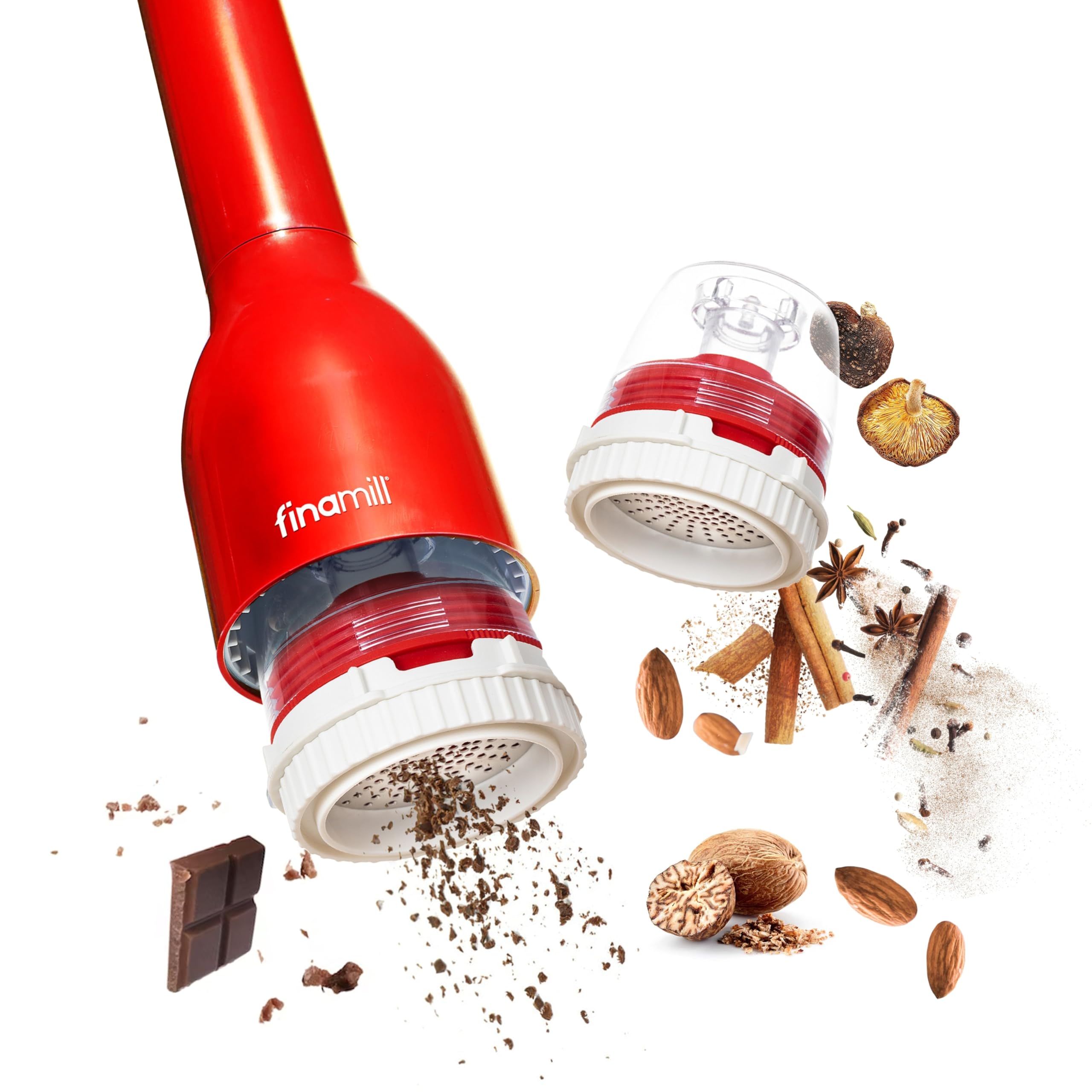 Grates hard spices like nutmeg and cloves with ease in the FinaMill pod.