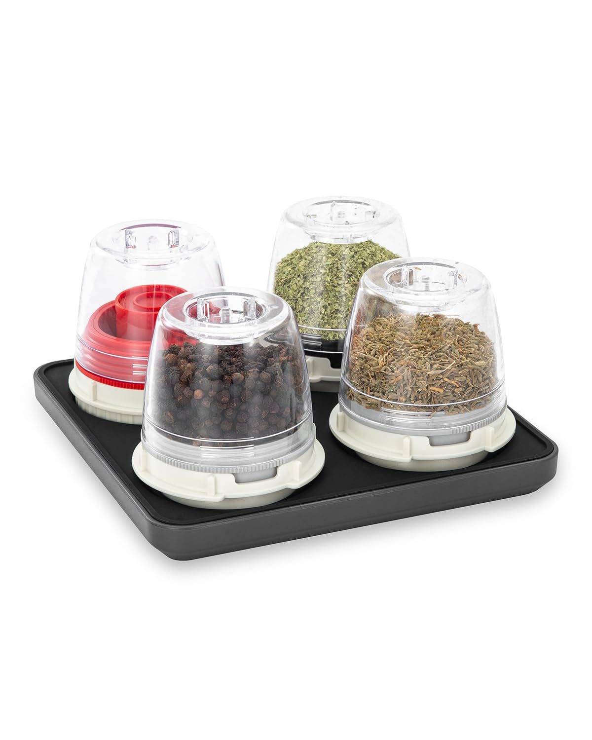 Stable, stacked design securely stores four FinaMill pods.