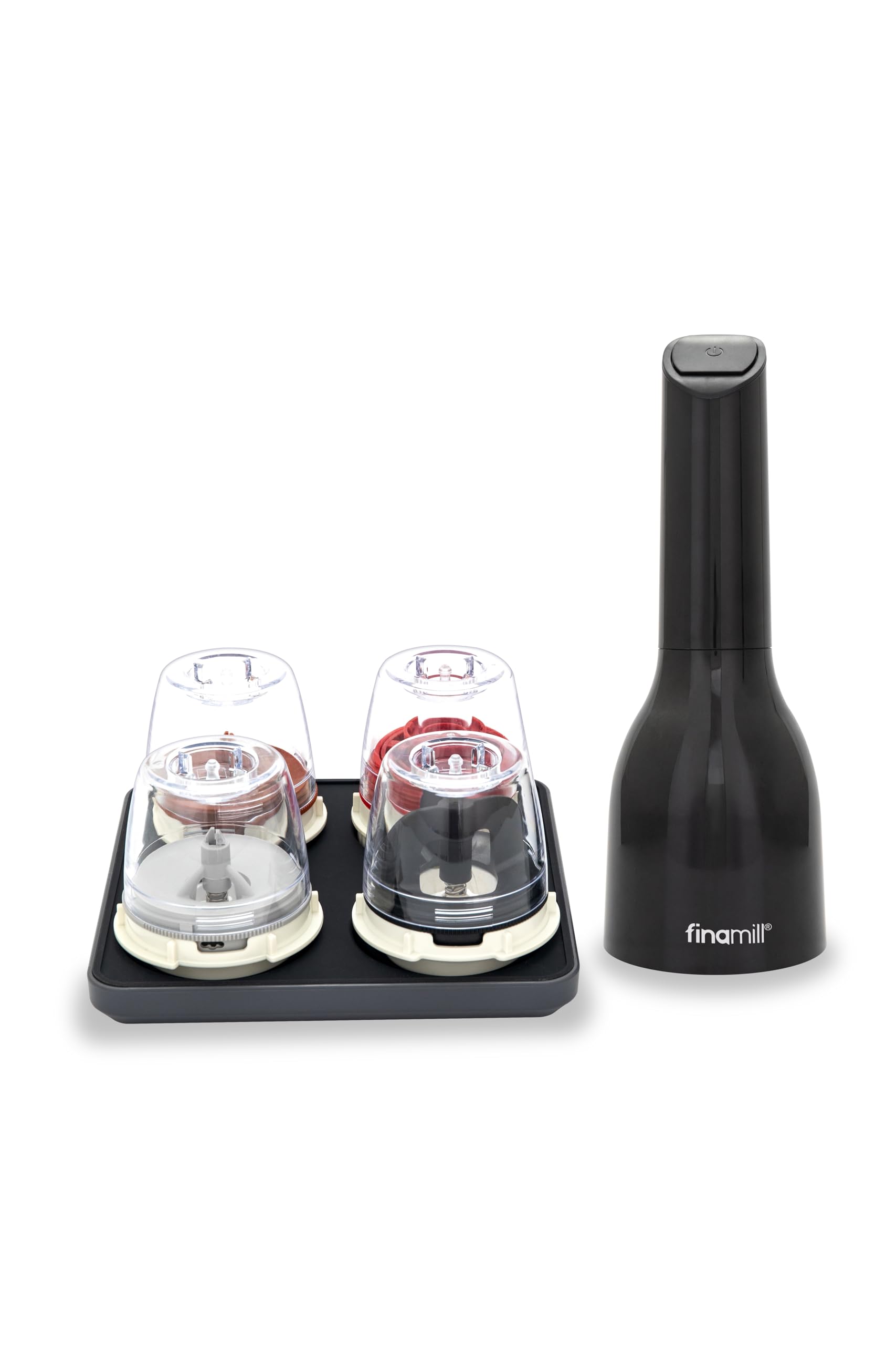 FinaMill Ultimate Gift Set with box and pods organized for spice storage