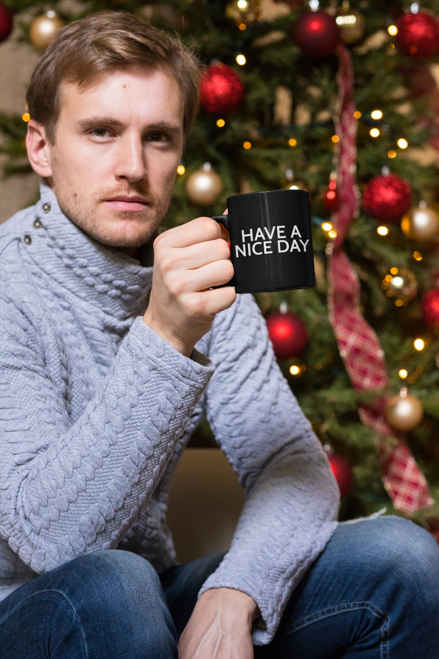 Find Funny Gift Ideas Have A Nice Day mug with tea, versatile gag option for adults.