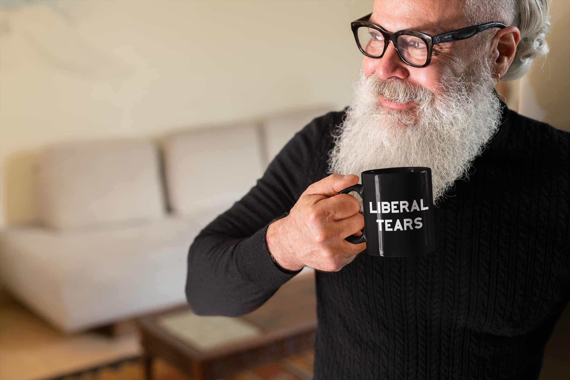 Find Funny Gift Ideas Liberal Tears Mug microwave-safe icon on glossy ceramic