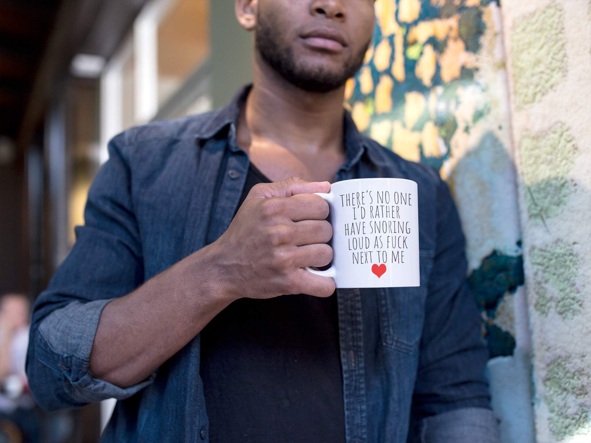 Find Funny Gift Ideas mug side view highlights playful Valentine’s Day appeal.
