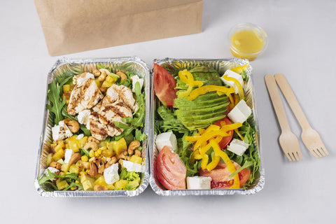 Findful pan set enables quick takeout and catering setup.