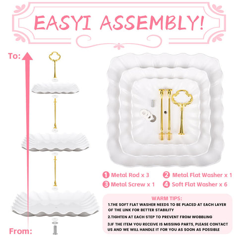 Findful 3-tier stand close-up with wave-edge and gold rods