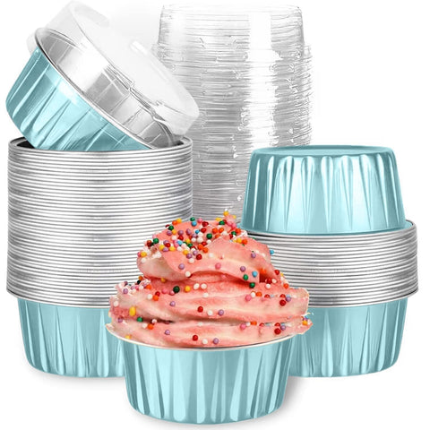 Findful mini foil cupcake cups with lids 40-count, ideal for portioned party desserts.
