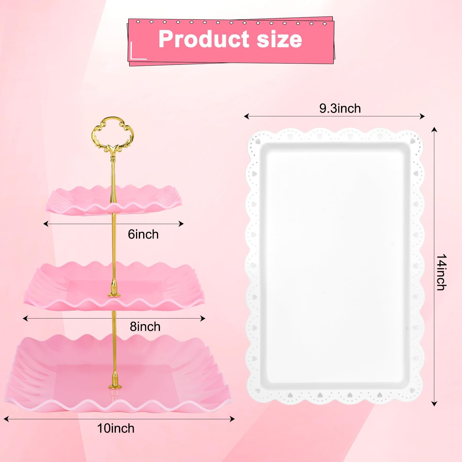 Findful pink dessert stand set with two pieces for weddings and parties